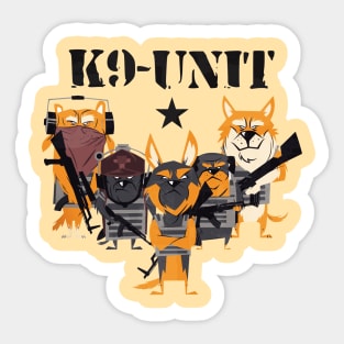 K9 - Unit Funny Dogs With Guns Artwork! Sticker